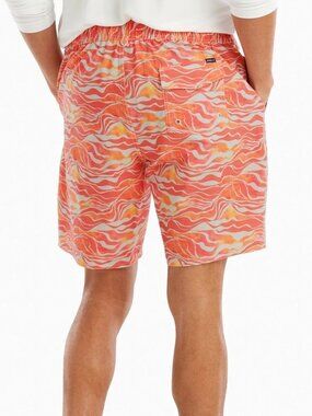 Johnnie-O Walpole Wave Print Swim Trunks Coral Reef Colorway - Sz. L - EUC